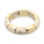 Resin-Armbänder Gold-off white-beige