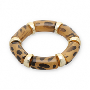 Resin-Armbänder mit Leopard-Print Gold-transparent light amber brown-black