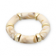 Resin-Armbänder Gold-off white-beige