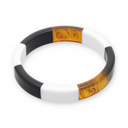 Resin-Armbänder Bangle Transparent amber brown-white-black