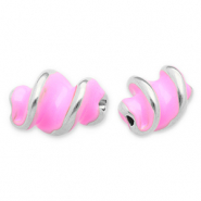 Stainless Steel - Rostfrei Stahl Perlen Twisted Silver-pink