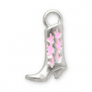 Stainless Steel - Rostfrei Stahl Anh&auml;nger Cowboystiefel Silver-pink