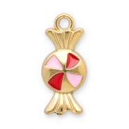 Stainless Steel - Rostfrei Stahl Anh&auml;nger Bonbon Gold-red-pink