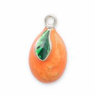 Stainless Steel - Rostfrei Stahl Anh&auml;nger Kumquat Silver-orange-green