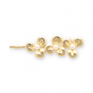 Haarschmuck Haarklammer Blumen mit Imitation Perlen Gold-white