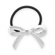 Haarschmuck Haargummi mit Metall Schleife Silver-black