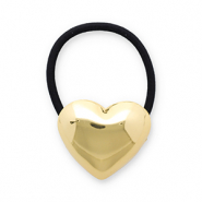 Haarschmuck Haargummi mit Metall Herz Gold-black