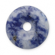 Naturstein Anhänger Sodalith und Mikrokline Donut 16mm Blue-white