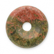 Naturstein Anhänger Achat Donut 16mm Red-olive green