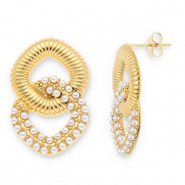 Ohrringe aus Stainless Steel - Rostfreiem Stahl Ohrstecker Gold-white