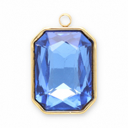 Stainless Steel - Rostfrei Stahl Anh&auml;nger Facet Rechteck Gold-dark blue