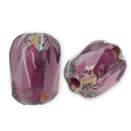 B&ouml;hmische Perlen FPB Oval 6x4mm Amethyst-dark travertin