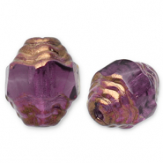 B&ouml;hmische Perlen FPB Oval 7x6mm Amethyst-bronze