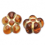Acrylperlen Blume Cognac brown-gold