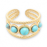 Ringe aus Stainless Steel - Rostfreiem Stahl mit Imitation von Naturstein Gold-turquoise