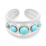 Ringe aus Stainless Steel - Rostfreiem Stahl mit Imitation von Naturstein Silver-turquoise