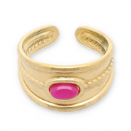 Ringe aus Stainless Steel - Rostfreiem Stahl mit Naturstein Gold-magenta