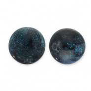 12 mm Acrylperlen mit Glitzer Black-turquoise