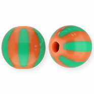 12 mm Acrylperlen mit Streifen Warm orange-green