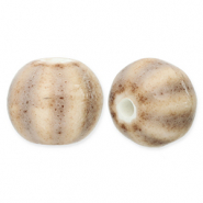 Perlen Keramik mit Streifen 12mm Light taupe