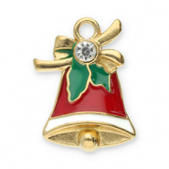 Stainless Steel - Rostfrei Stahl Anh&auml;nger Weihnachtsglocke Gold-red-green-white
