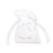 Schmuckbeutel Organza blume White