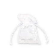 Schmuckbeutel Organza blume White