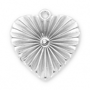 Stainless Steel - Rostfrei Stahl Anh&auml;nger Herz mit Strass Silver-transparent