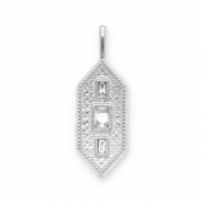 Stainless Steel - Rostfrei Stahl Anh&auml;nger Hexagon Silver-transparent