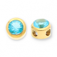 Stainless Steel - Rostfrei Stahl Perlen Rondellen mit Strass Gold-blue