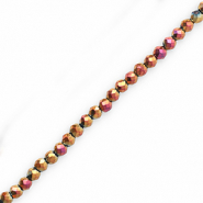 Top Glas Facett Perlen Rund 3mm Bronze-AB coating