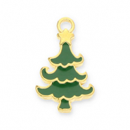 Metall Anh&auml;nger DQ Weihnachtsbaum Gold-dark green (Nickelfrei)