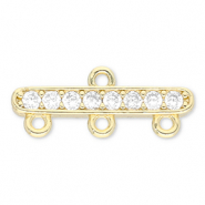 Brass TQ Metall Zwischenst&uuml;ck mit 3 &Ouml;sen Gold-transparent