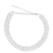 Brass TQ Metall Choker mit Strass Silver-crystal