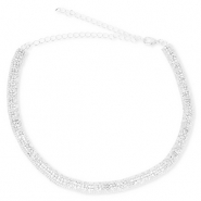 Brass TQ Metall Choker mit Strass Silver-crystal
