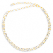 Brass TQ Metall Choker mit Strass Gold-crystal