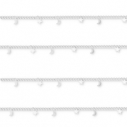 Stainless Steel - Rostfrei Stahl Schmuckzubehör Gliederkette mit Mond und Stern Silver