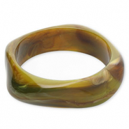 Resin-Armbänder Bangle Olive green-brown-white