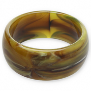 Resin-Armbänder Bangle Olive green-brown-white