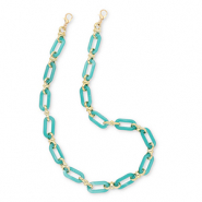 Trendy Segeltau-Handykette aus Acryl Persian green-gold