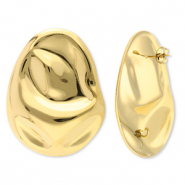 Stainless Steel - Rostfrei Stahl Schmuckzubeh&ouml;r Ohrringe / Ohrstecker Oval mit &Ouml;se Gold