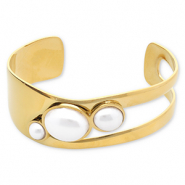 Armbänder aus Stainless Steel - Rostfreiem Stahl Bangle mit Imitation perlen Gold-white
