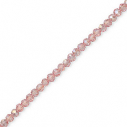 Top Glas Facett Perlen 4x3 mm Rondellen Light pink-pearl shine coating