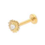 Ohrpiercing aus Stainless Steel - Rostfreiem Stahl Herz mit Strass Gold-crystal