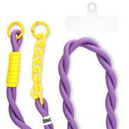 Trendy Segeltau-Handykette inkl. Befestigungs-Patch Purple-yellow