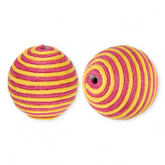 22 mm Acrylperlen mit Wachskordel Dark pink-orange