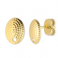 Stainless Steel - Rostfrei Stahl Schmuckzubeh&ouml;r Ohrringe / Ohrstecker Oval mit &Ouml;se Gold