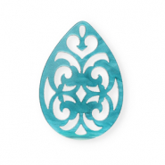 Resin Anh&auml;nger Tropfen Barock 38x27mm Blue Atoll