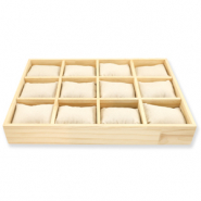 Schmuckdisplay 12-F&auml;cher mit Kissen Natural-off white