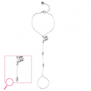 Handketten aus Stainless Steel - Rostfreiem Stahl Blume Silver-crystal-white